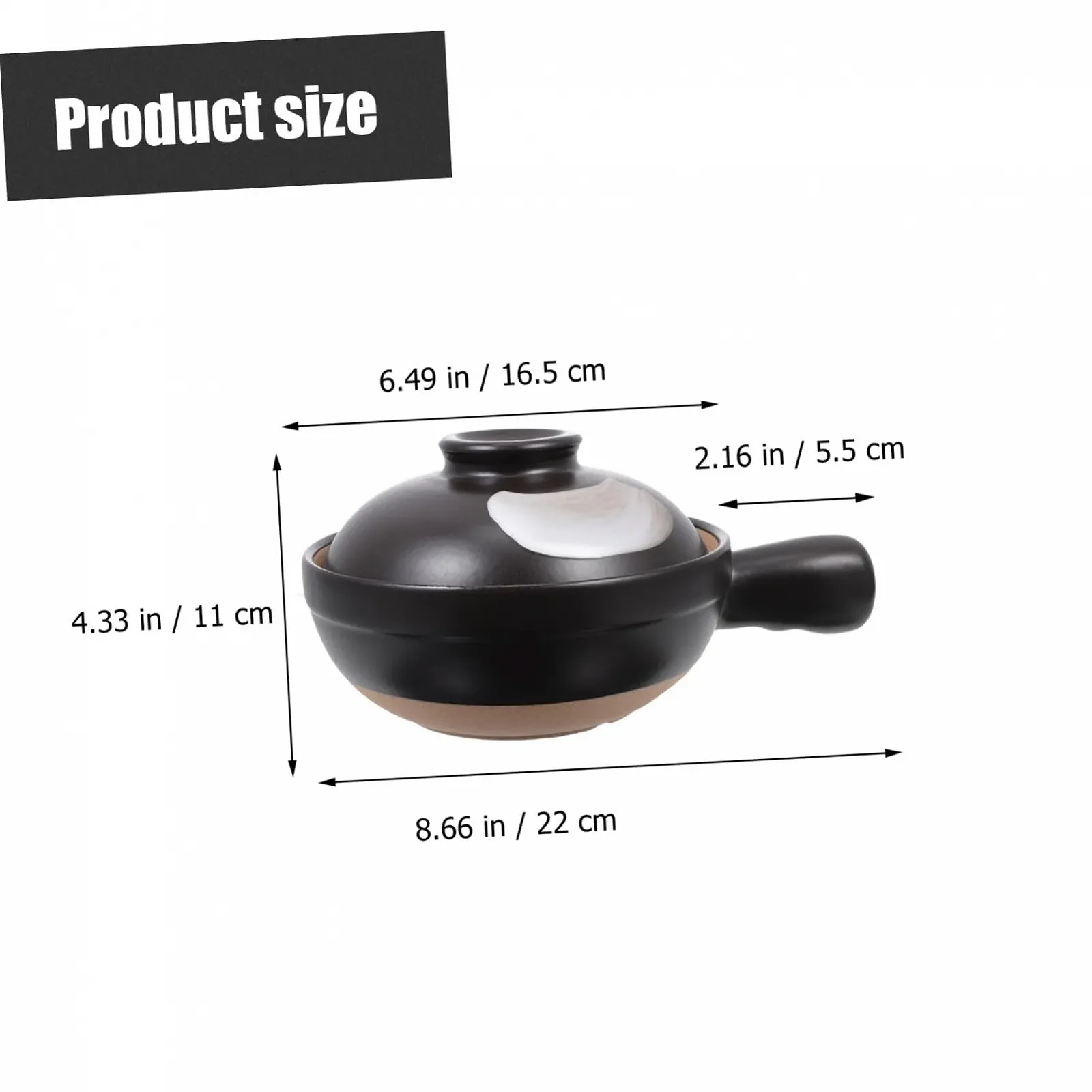 Керамическая кастрюля IMIKEYA с крышкой и одной ручкой термостойкая для риса и тушения Маленькая Белая, фото №5