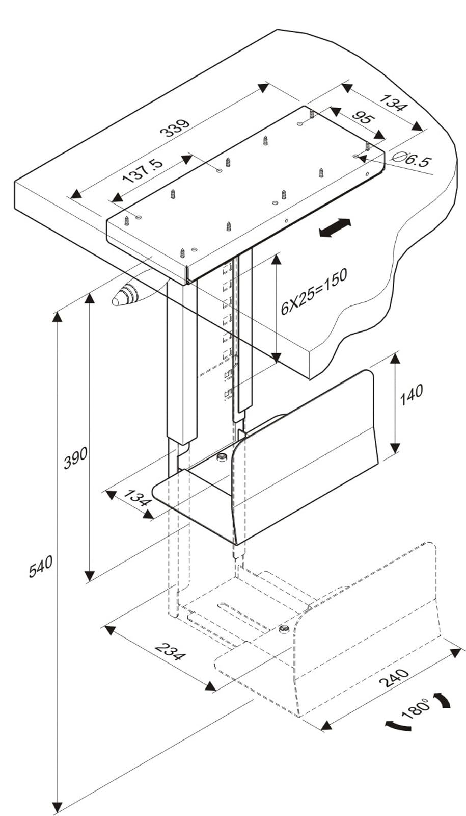 Підставка для ПК ROLINE для столу, чорна, до 30 кг, фото №6