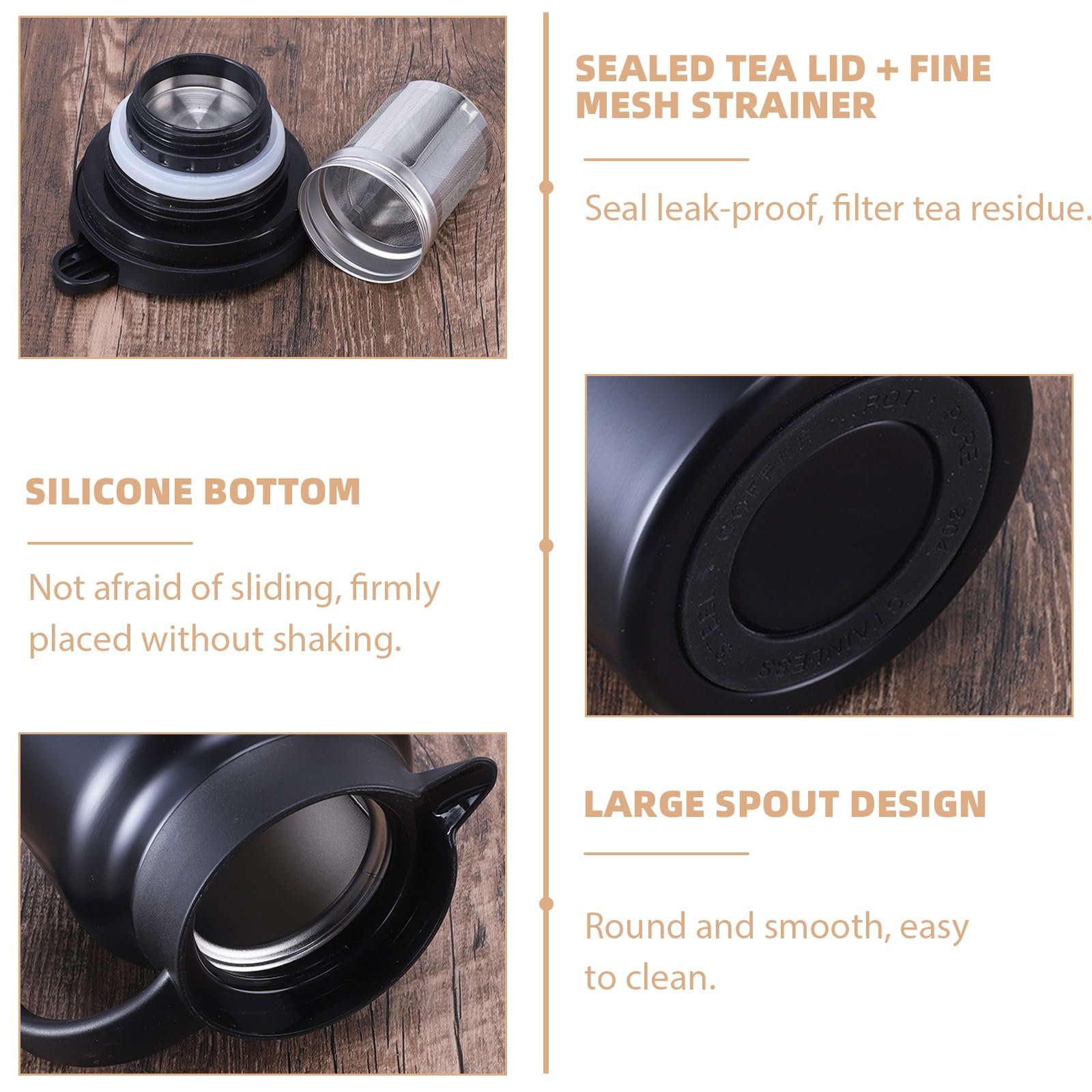 Термос-кавник 316 Stainless Steel 1.5 л з подвійними стінками, фото №5 Термос-кавник 316 Stainless Steel 1.5 л з подвійними стінками, фото №5