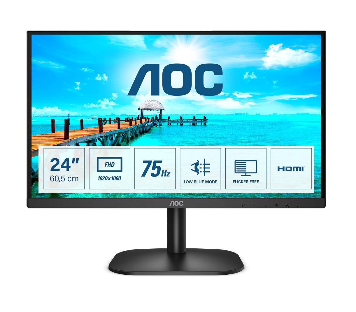 Монитор AOC 24B2XHM2 24 дюйма FHD (1920 x 1080, 75 Гц, VGA, HDMI) черный, фото №2