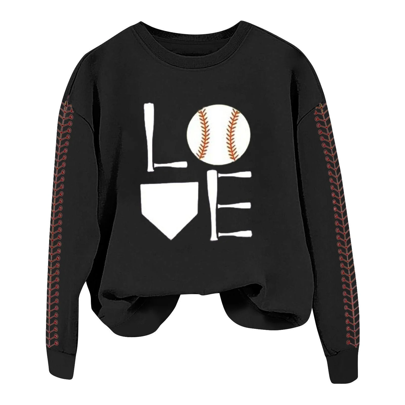 Пуловер Komiseup Basic Круглый вырез Лонгслив Свитшот без капюшона Бейсбольный принт Свободный Спортивный Осень-Зима 03, фото №1