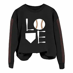 Пуловер Komiseup Basic Круглый вырез Лонгслив Свитшот без капюшона Бейсбольный принт Свободный Спортивный Осень-Зима 03 - Фото 1