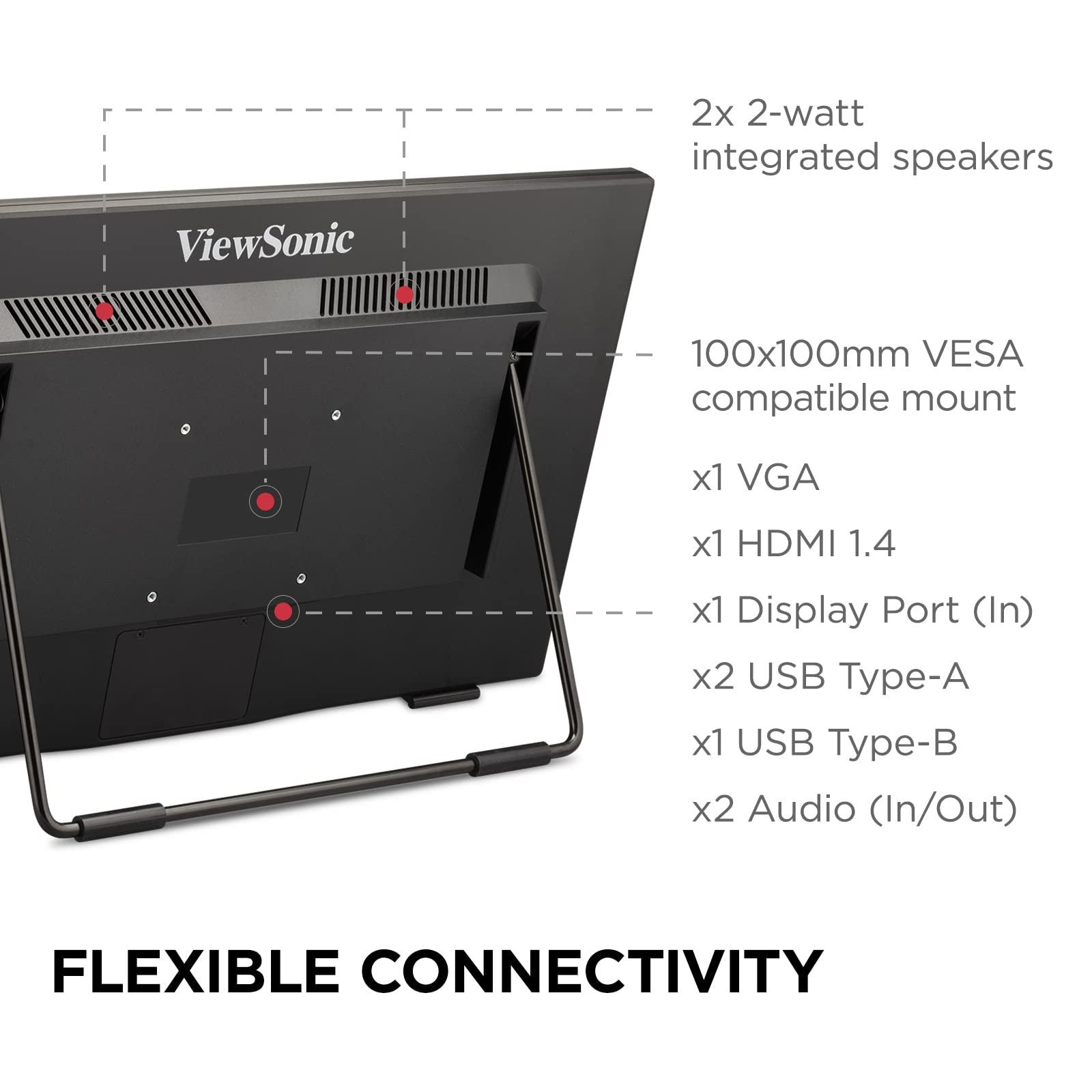 Монитор Viewsonic TD2465 59,6 см (24 дюйма) сенсорный (Full HD, HDMI, USB, 10-точечный мультитач, встроенная подставка, динамик) - черный, фото №6