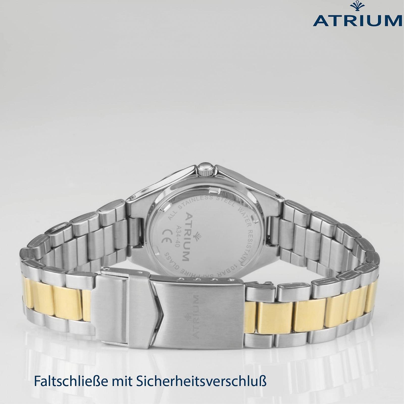 Женские часы Atrium A34-40 Аналоговые Кварцевые Сталь Сапфировое Стекло Серебряный Золотой Биколор, фото №4