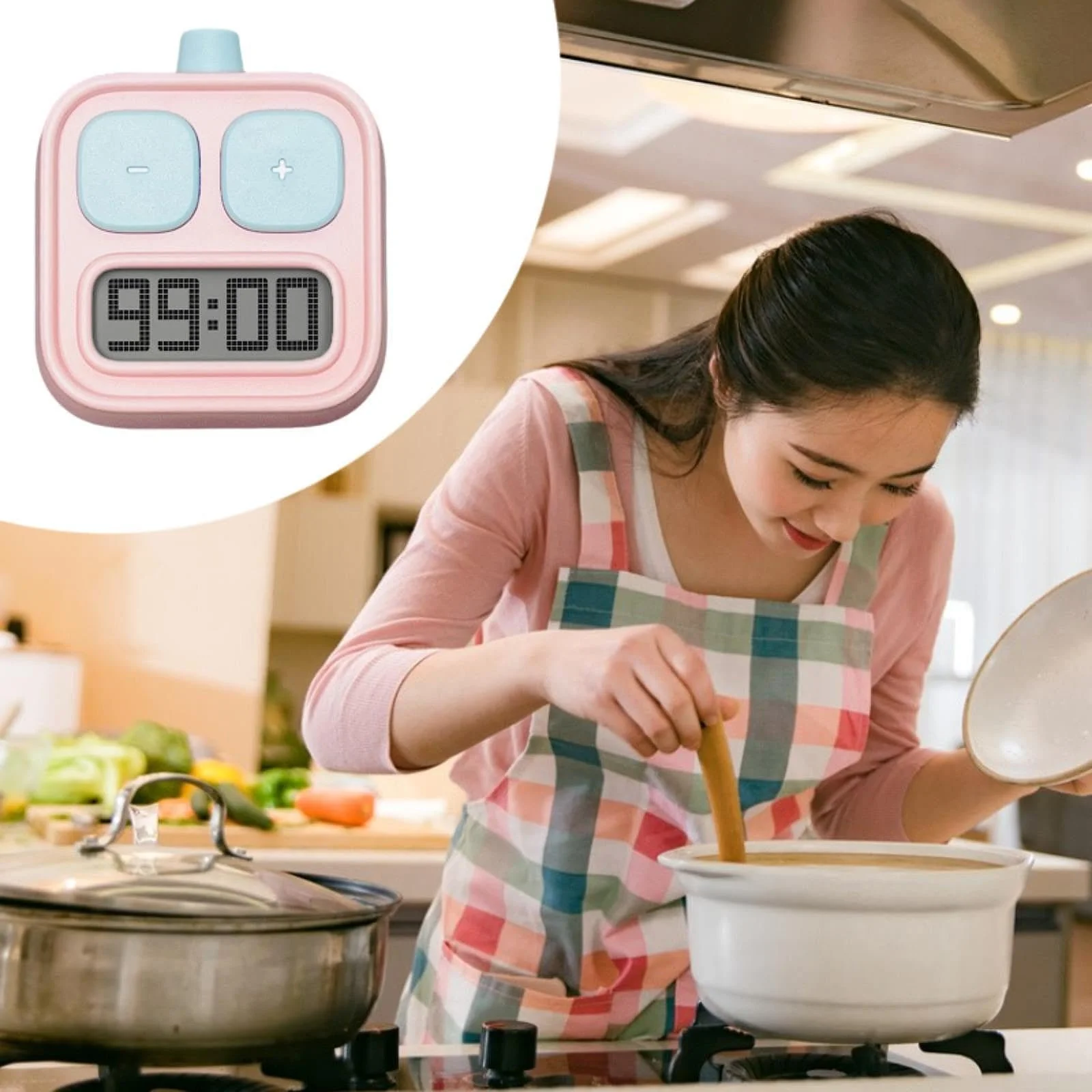 Кухонный таймер для детей цифровой с магнитом и сигналом Розовый, фото №6