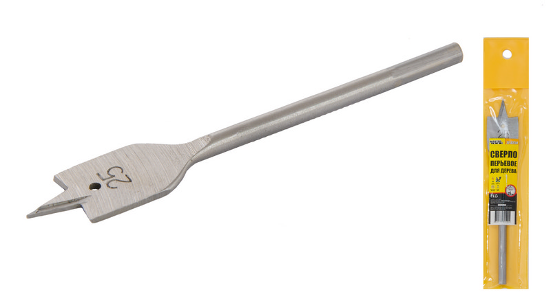 Свердло для дерева MASTERTOOL пір'яне 25х152 мм 6-гранний хвостовик 12-0250, фото №1