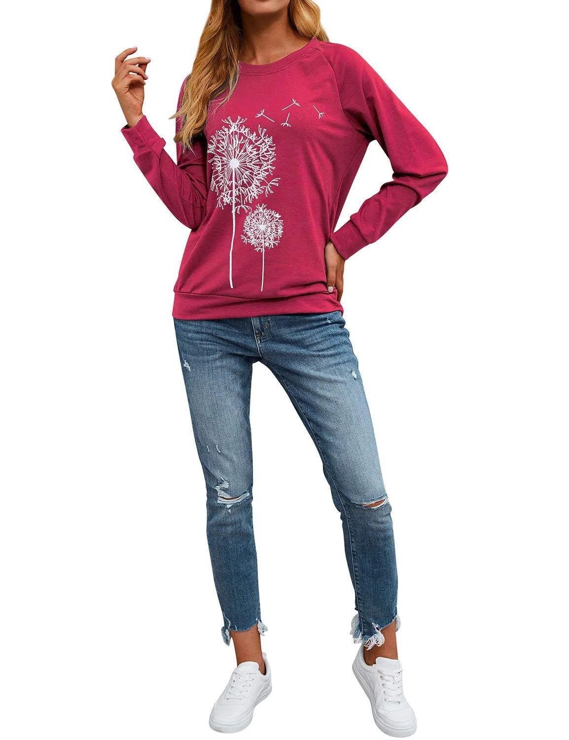 Женский свитшот Dresswel Одуванчик с длинными рукавами, принт одуванчика, осенне-зимний пуловер, блузка, топы, фото №4