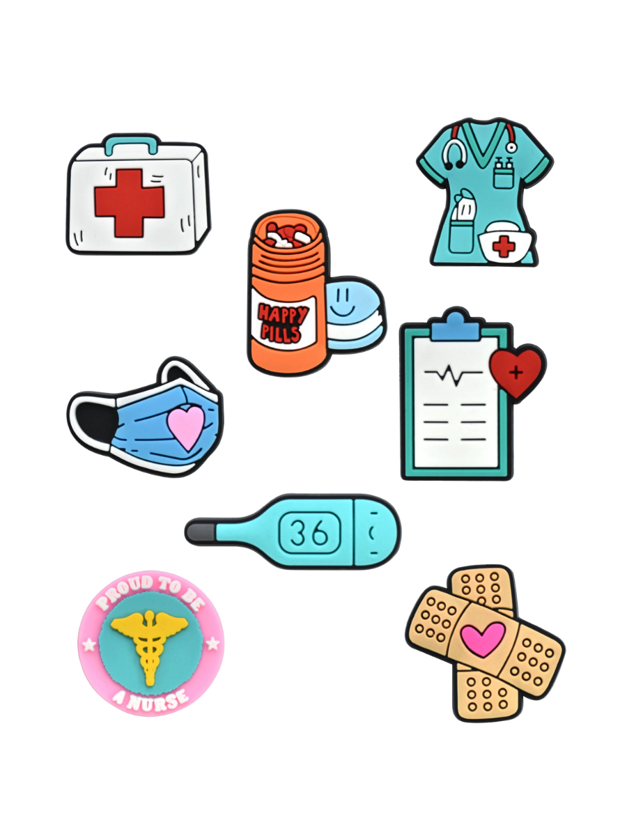 Джибитсы медицинские истории Medical врач медсестра для мед. работника 8 шт аксессуары крокс украшение Dz_153_1, фото №1