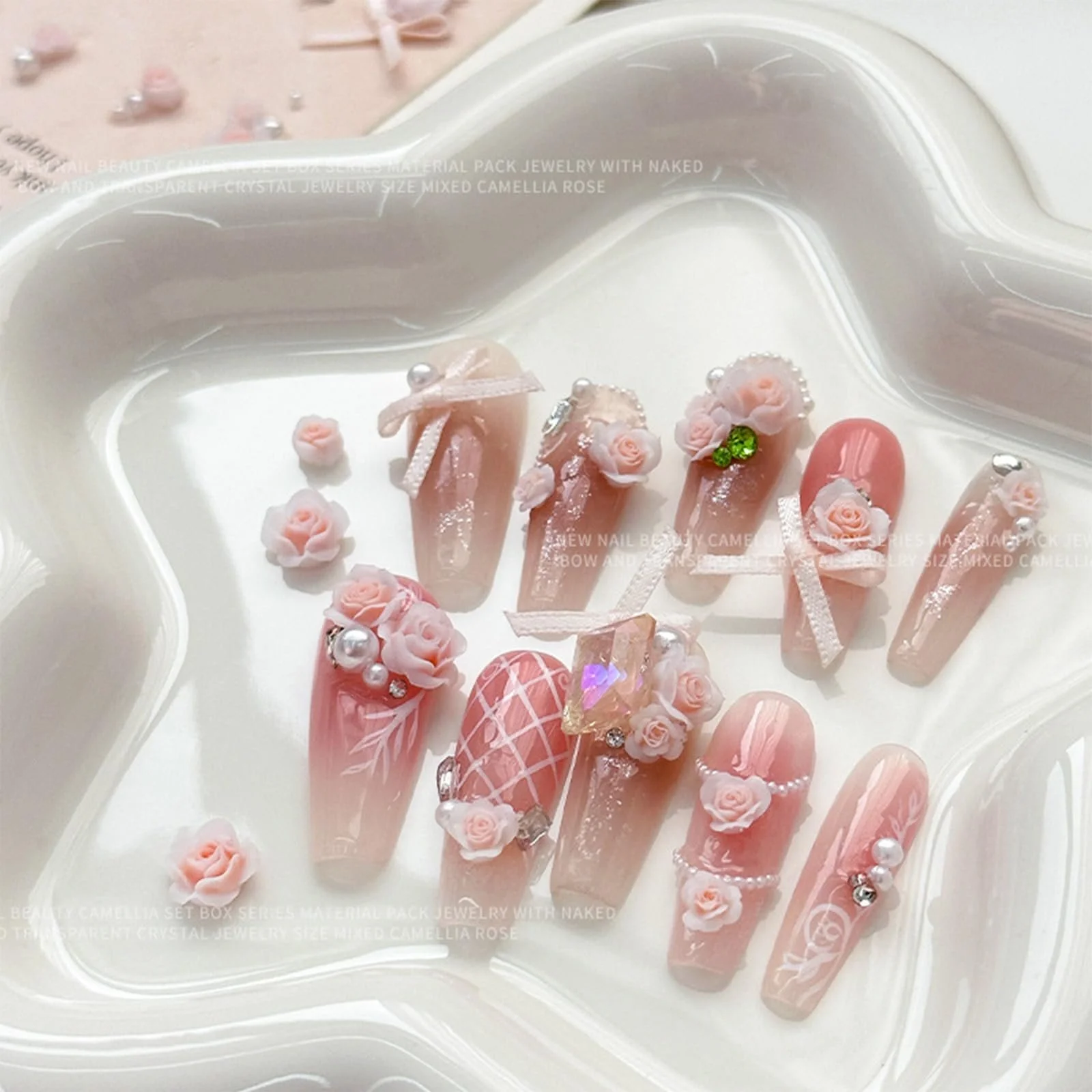 Стразы 3D Цветы Жемчугом для ногтей Искусство смешанные украшения, фото №4