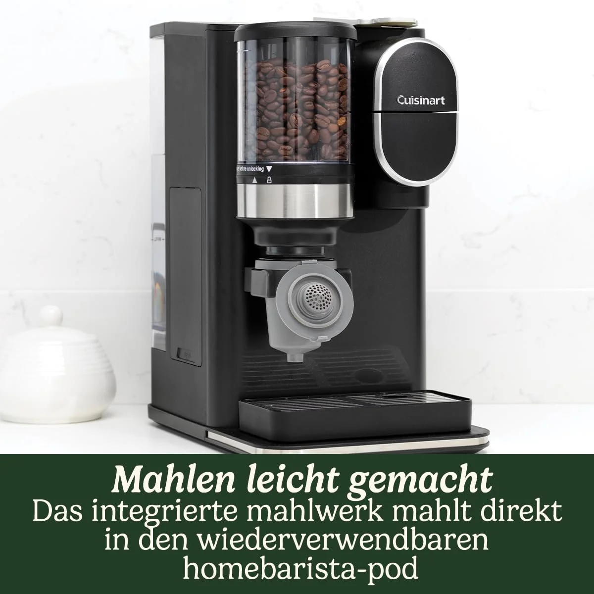 Кофеварка Cuisinart на одну порцию со встроенной конусной кофемолкой из нержавеющей стали черная, фото №3