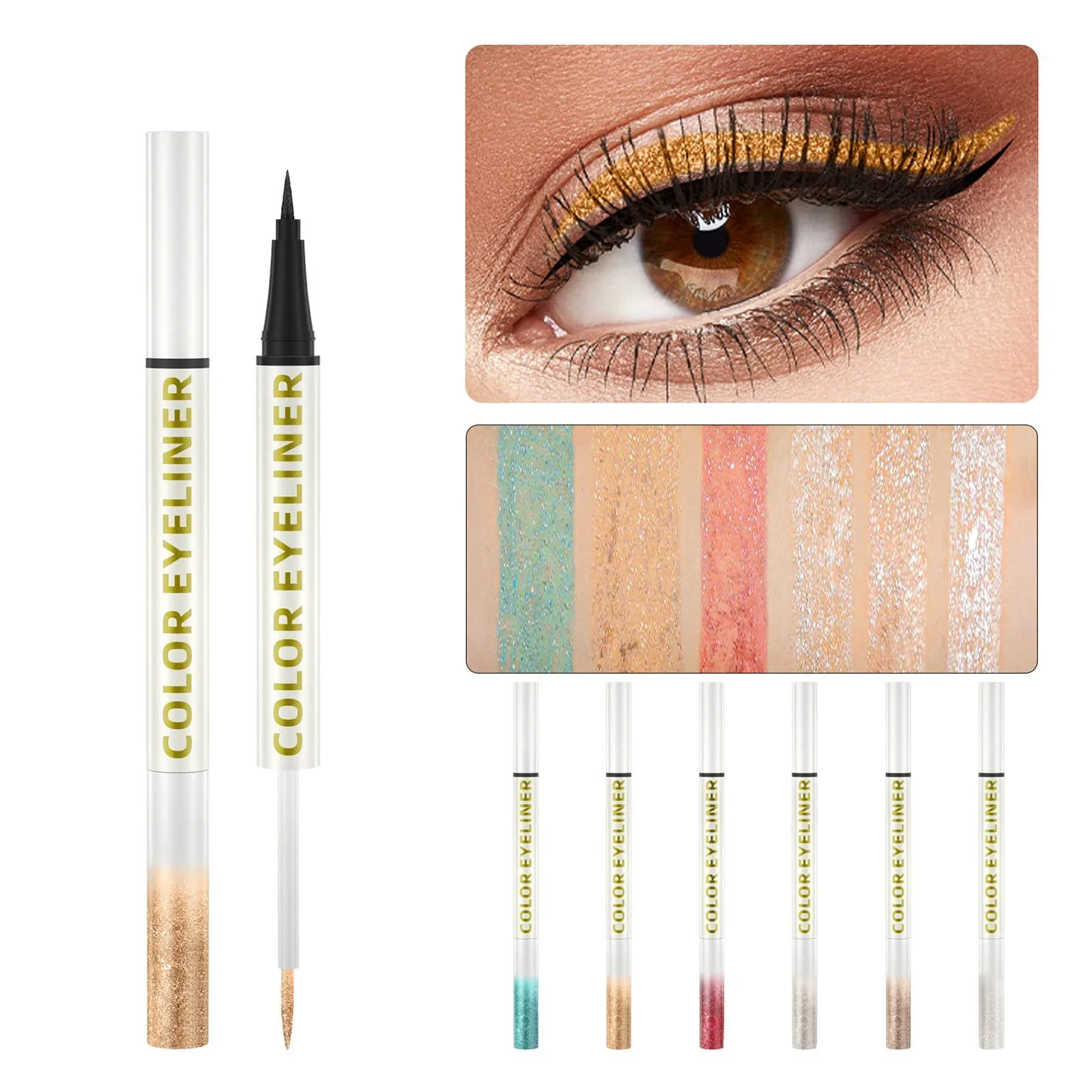 Жидкая Подводка 2в1 для макияжа глаз, блестящая, фото №4