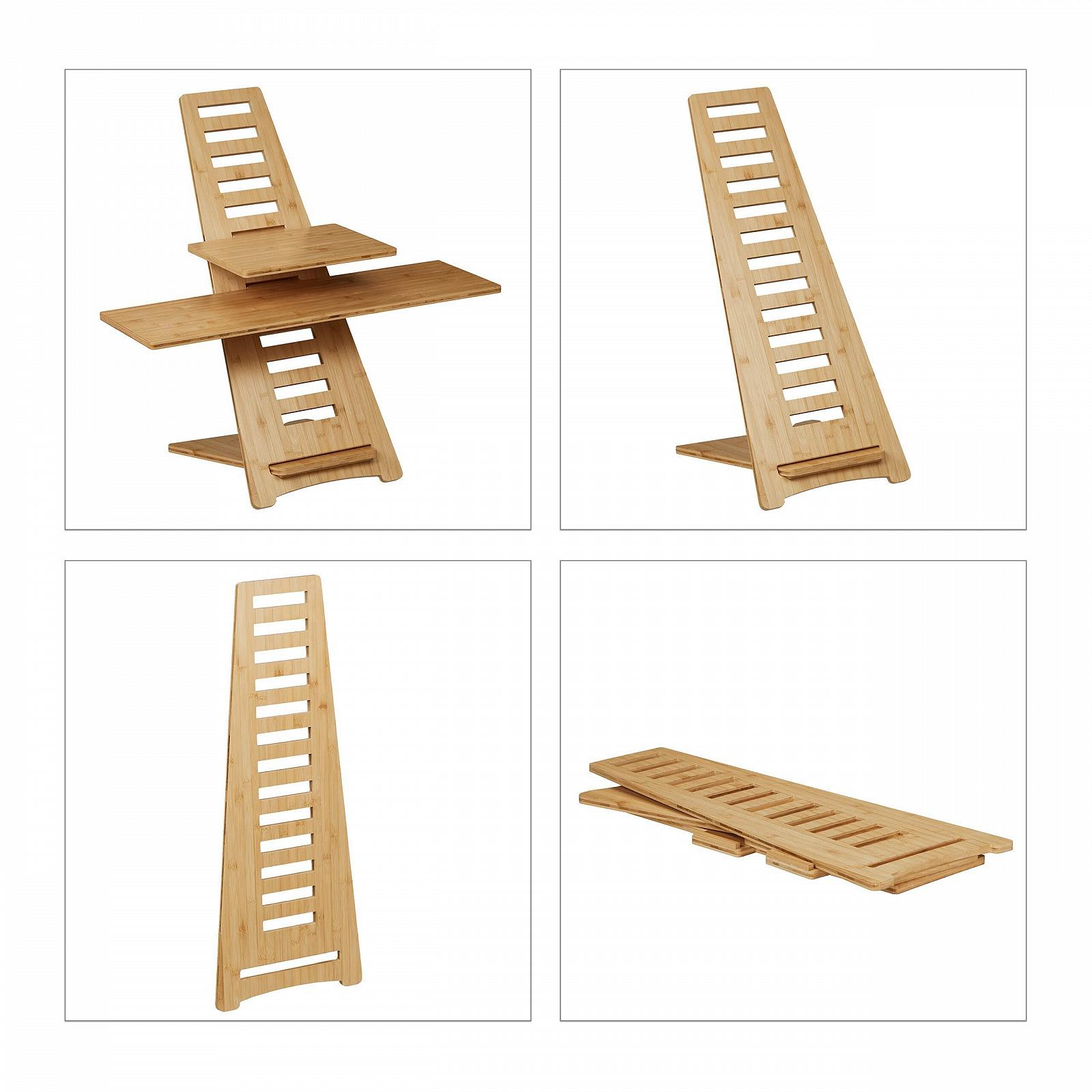 Надставка для стола Тип Relaxdays Бамбук 2 полки Регулируемая высота Натуральный, фото №6