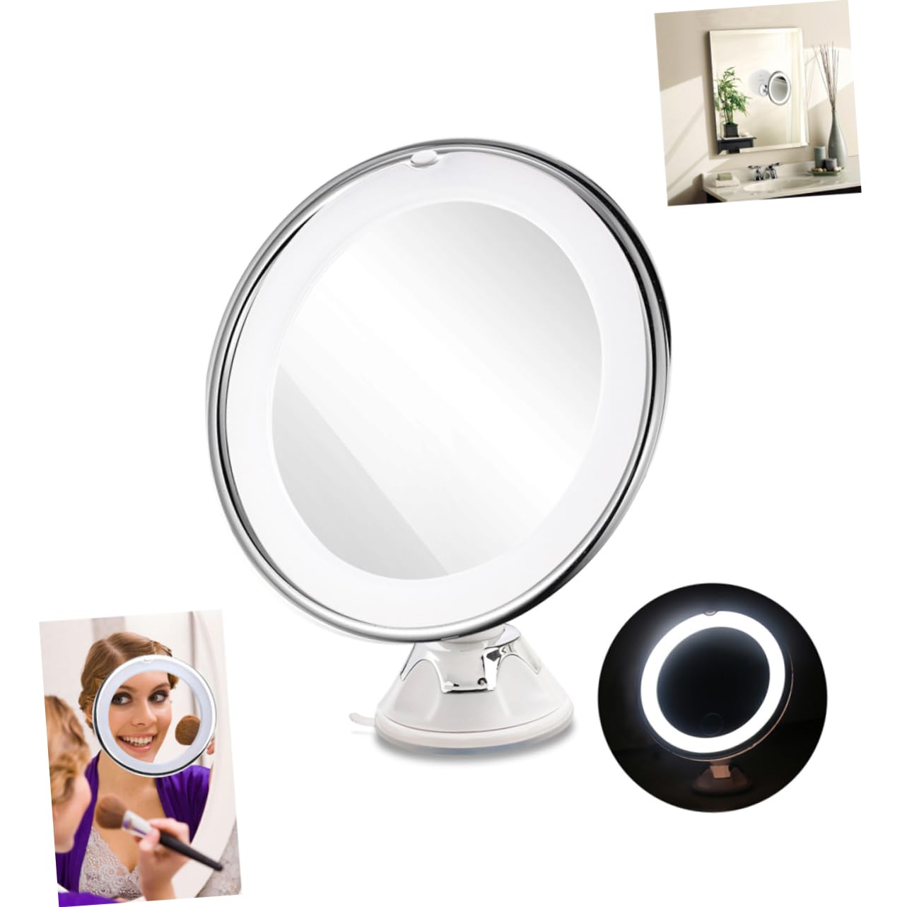 Дзеркало Angoily 8x Кругле Косметичне LED Біле, фото №3 Дзеркало Angoily 8x Кругле Косметичне LED Біле, фото №3