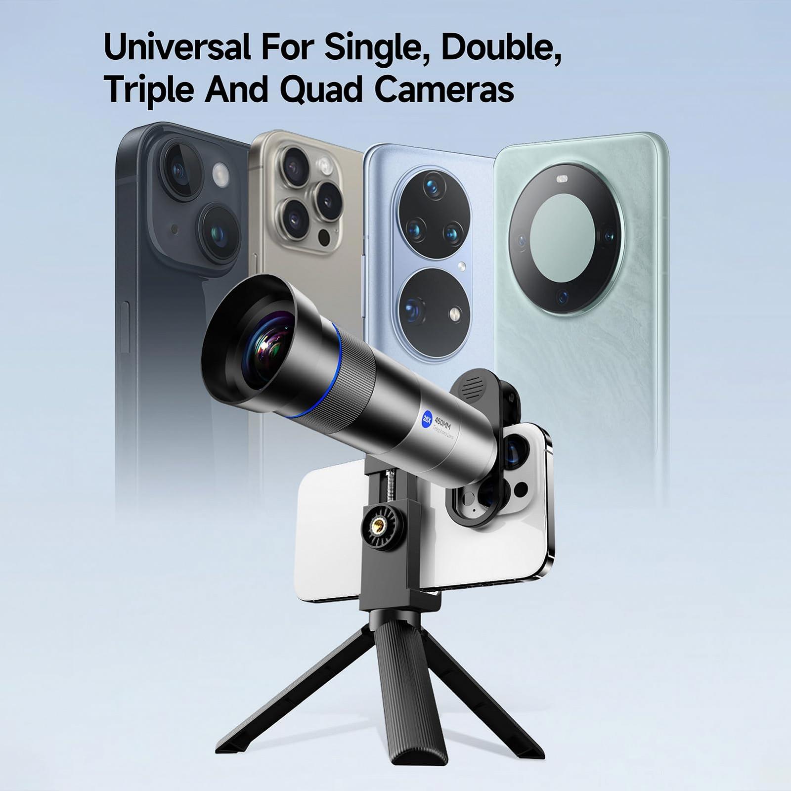 Монокуляр Camnoon 28X 40 мм 450 мм з штативом адаптером і кріпленням для телефону, фото №3 Монокуляр Camnoon 28X 40 мм 450 мм з штативом адаптером і кріпленням для телефону, фото №3