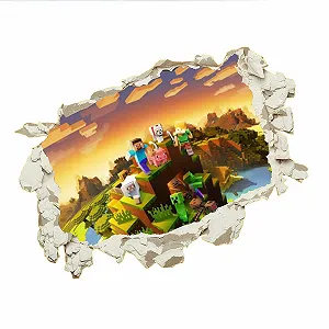 Наклейки на стіну 3D Games для вітальні та ігрової зони мультяшні знімні 40 x 60 см - Фото 1