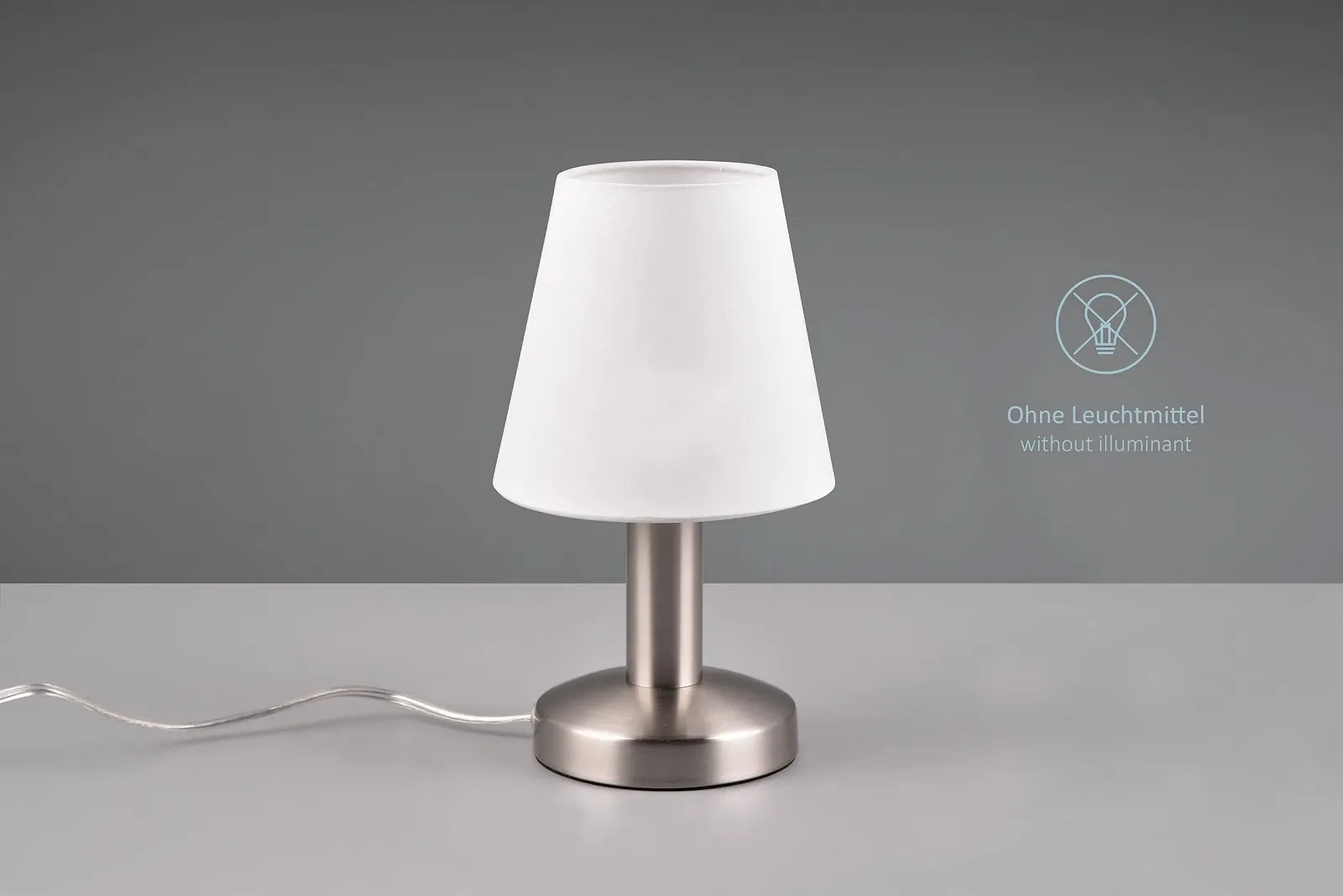 Настільна лампа Mike Нікель Метал Тканинний плафон Білий E14 24 см, фото №4