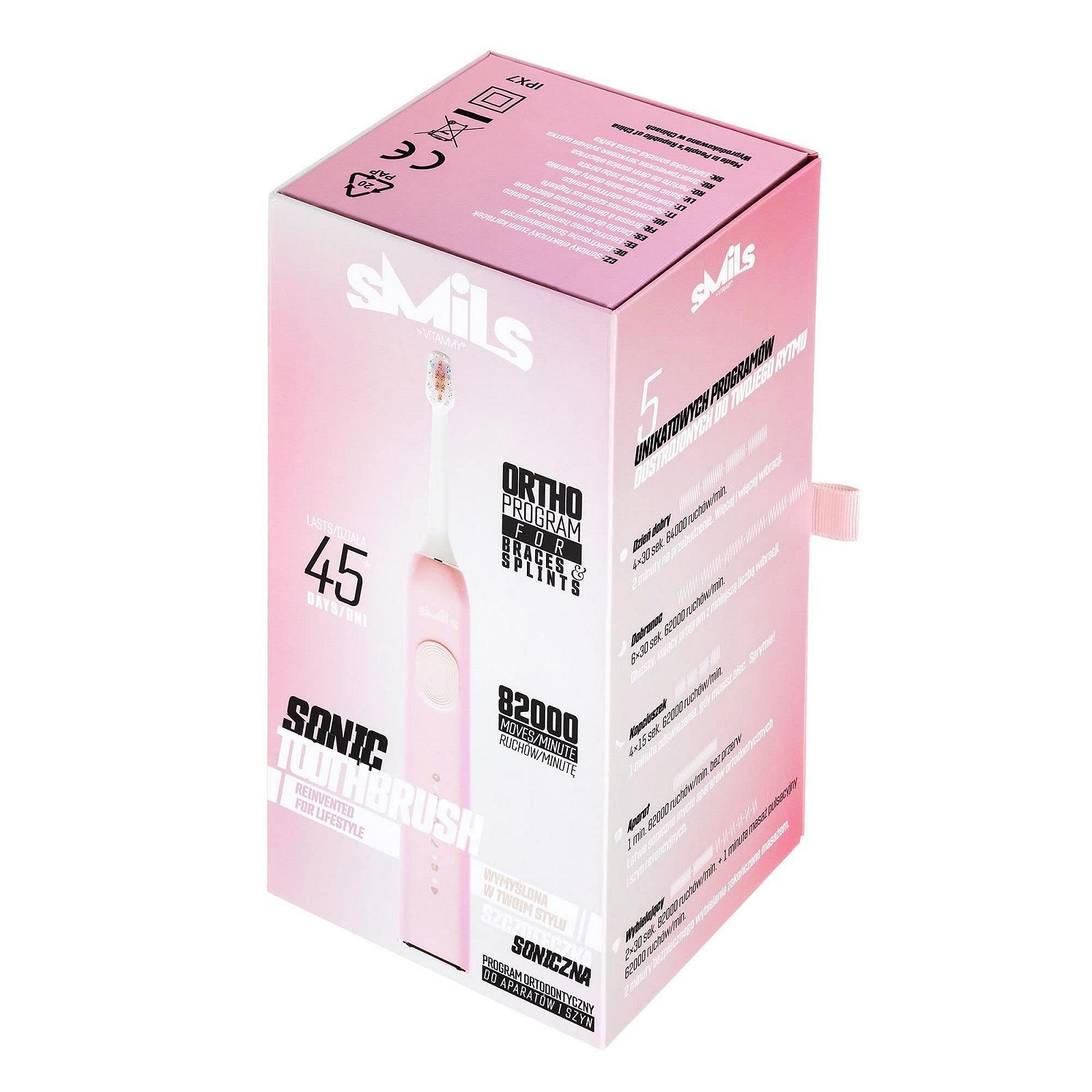Електрична звукова зубна щітка Vitammy SMILS 5 режимів Пудровий рожевий, фото №2