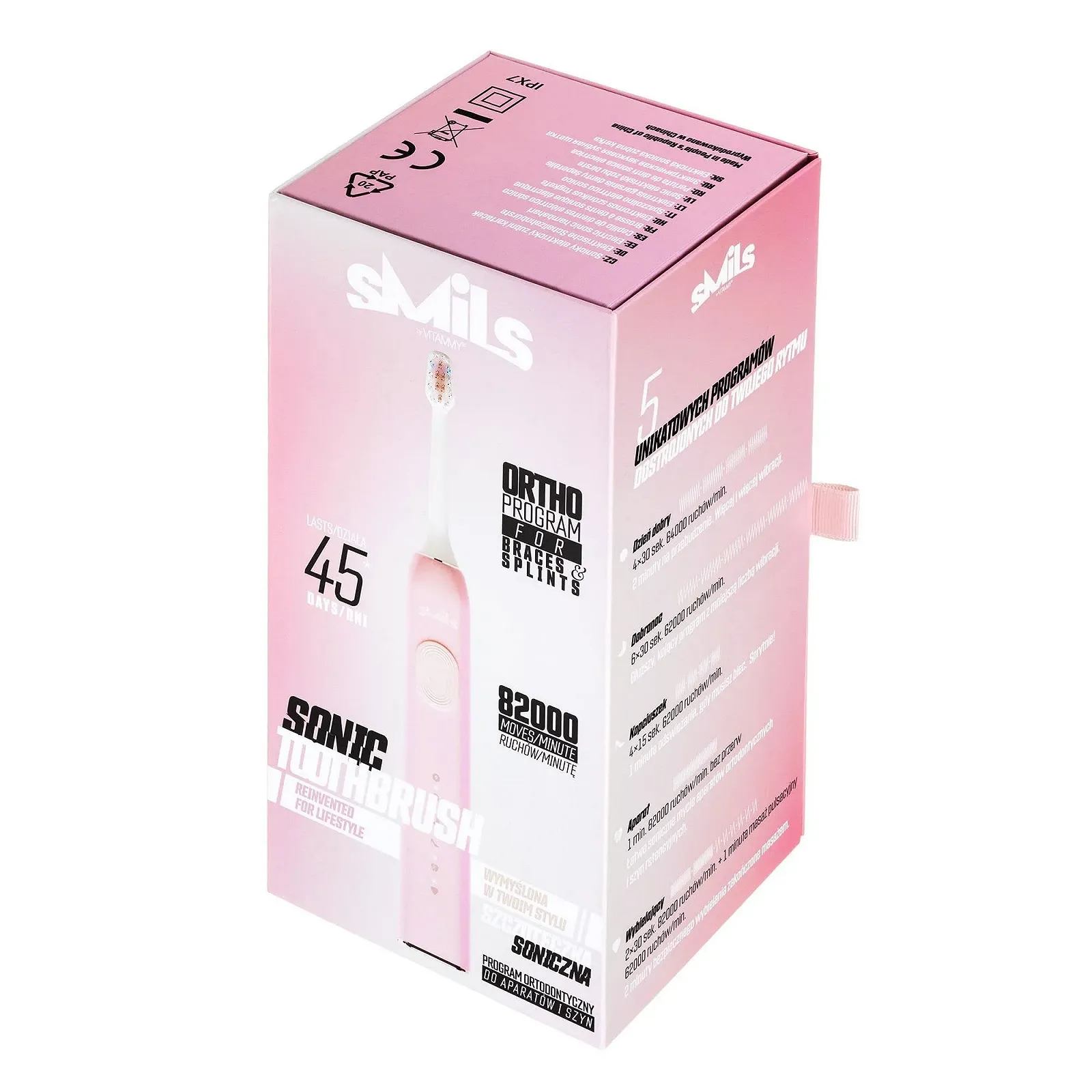 Электрическая звуковая зубная щетка Vitammy SMILS 5 режимов Пудровый розовый, фото №2