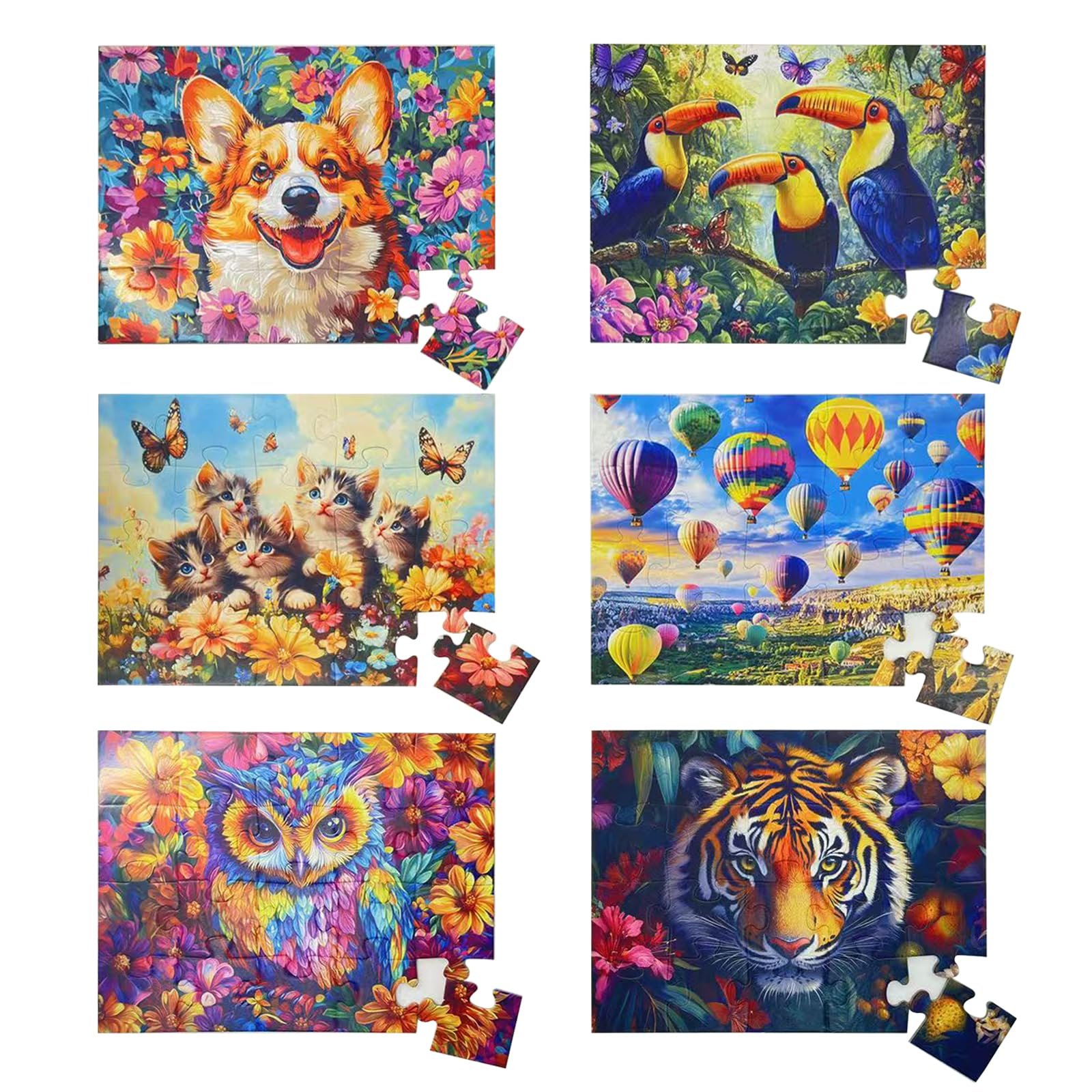 Набор пазлов 6 штук по 20 больших элементов Разноцветный, фото №1