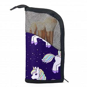 Набір кистей для макіяжу в чохлі Unicorn, 12 штук, фіолетовий - Фото 1