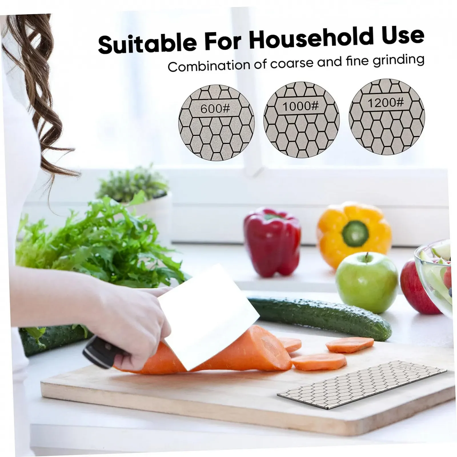 Набор из 3 алмазных точильных камней Diamond Whetstone для кухонных ножей и ножниц практичный долговечный универсальный, фото №8