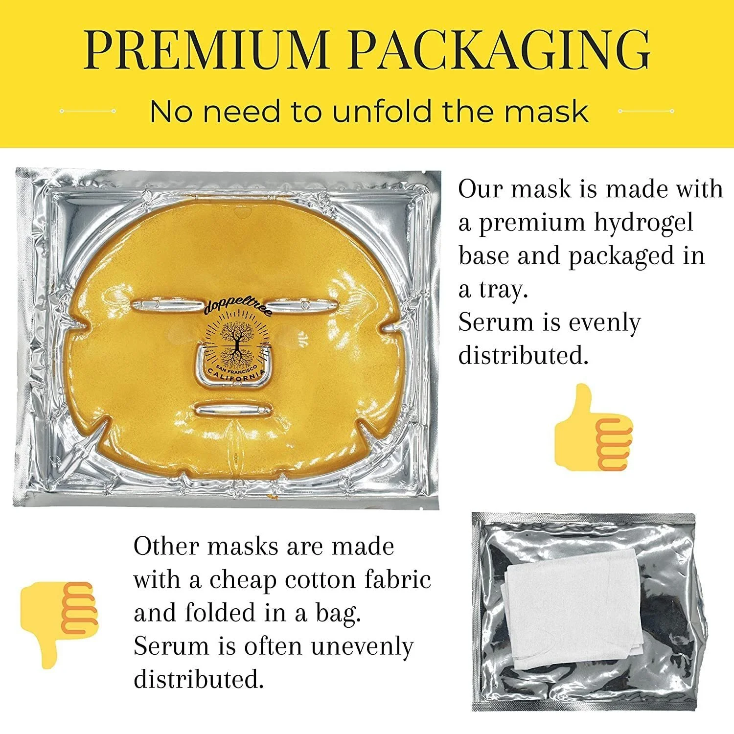 Маска для обличчя Doppeltree Gold з колагеном, гіалуроновою кислотою та 24-каратним нано золотом, фото №5