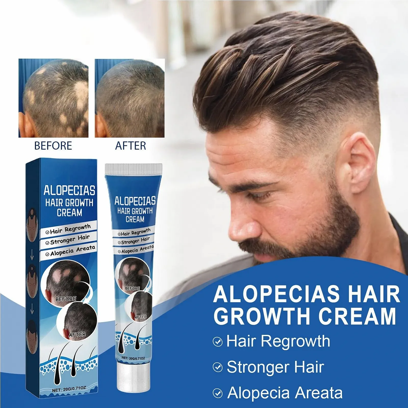 Крем для росту волосся Mimoqk, 20 г, натуральний крем для потовщення волосся, легка зволожуюча паста, фото №2