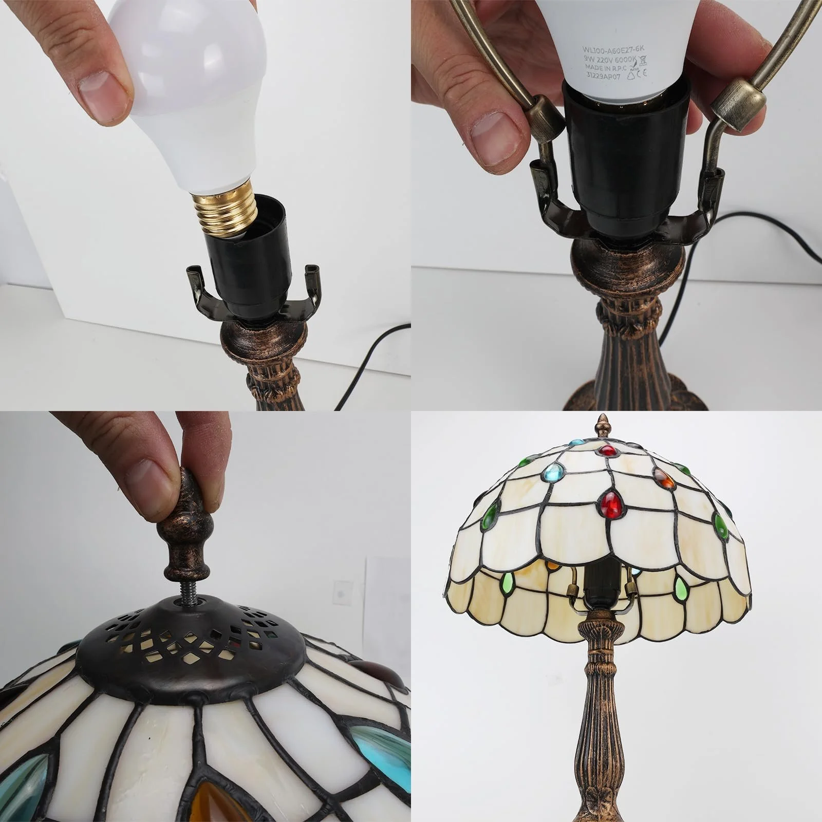 Настільна лампа Alpinaluz Tiffany Style E27 Бронзова латунь, фото №5