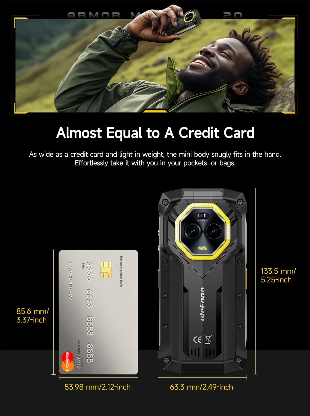 Смартфон Ulefone Armor Mini 20 4G Helio G99 16GB 256GB 6200mAh 64MP 4.7" 90Hz Android 14 NFC, фото №3 Смартфон Ulefone Armor Mini 20 4G Helio G99 16GB 256GB 6200mAh 64MP 4.7" 90Hz Android 14 NFC, фото №3