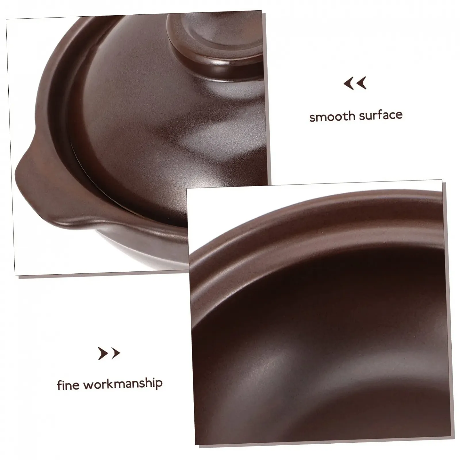 Керамическая кастрюля GALPADA с крышкой коричневая, фото №9