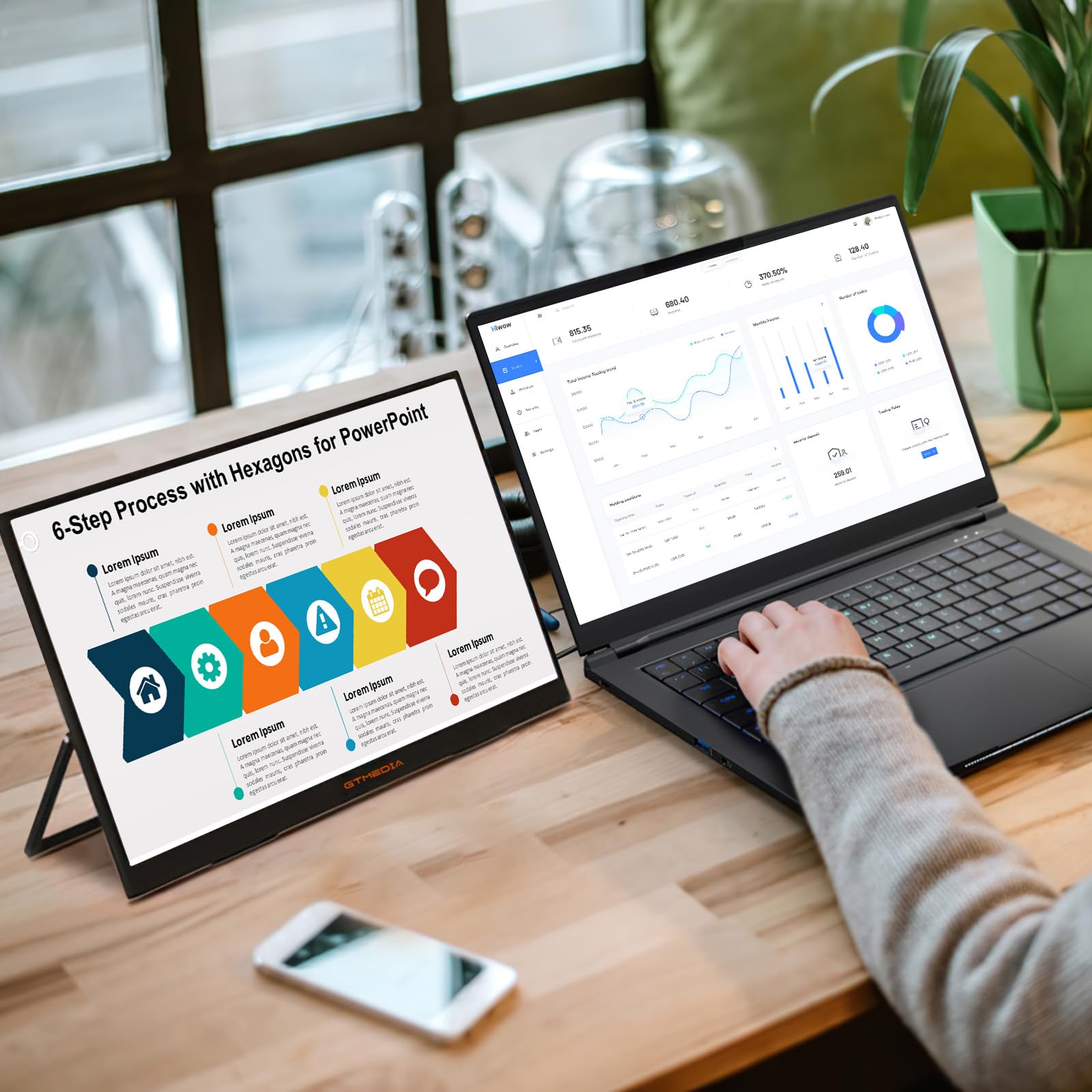 Портативный монитор GT MEDIA 15,6" для ноутбука 1080P FHD USB C HDMI Черный, фото №3 Портативный монитор GT MEDIA 15,6" для ноутбука 1080P FHD USB C HDMI Черный, фото №3
