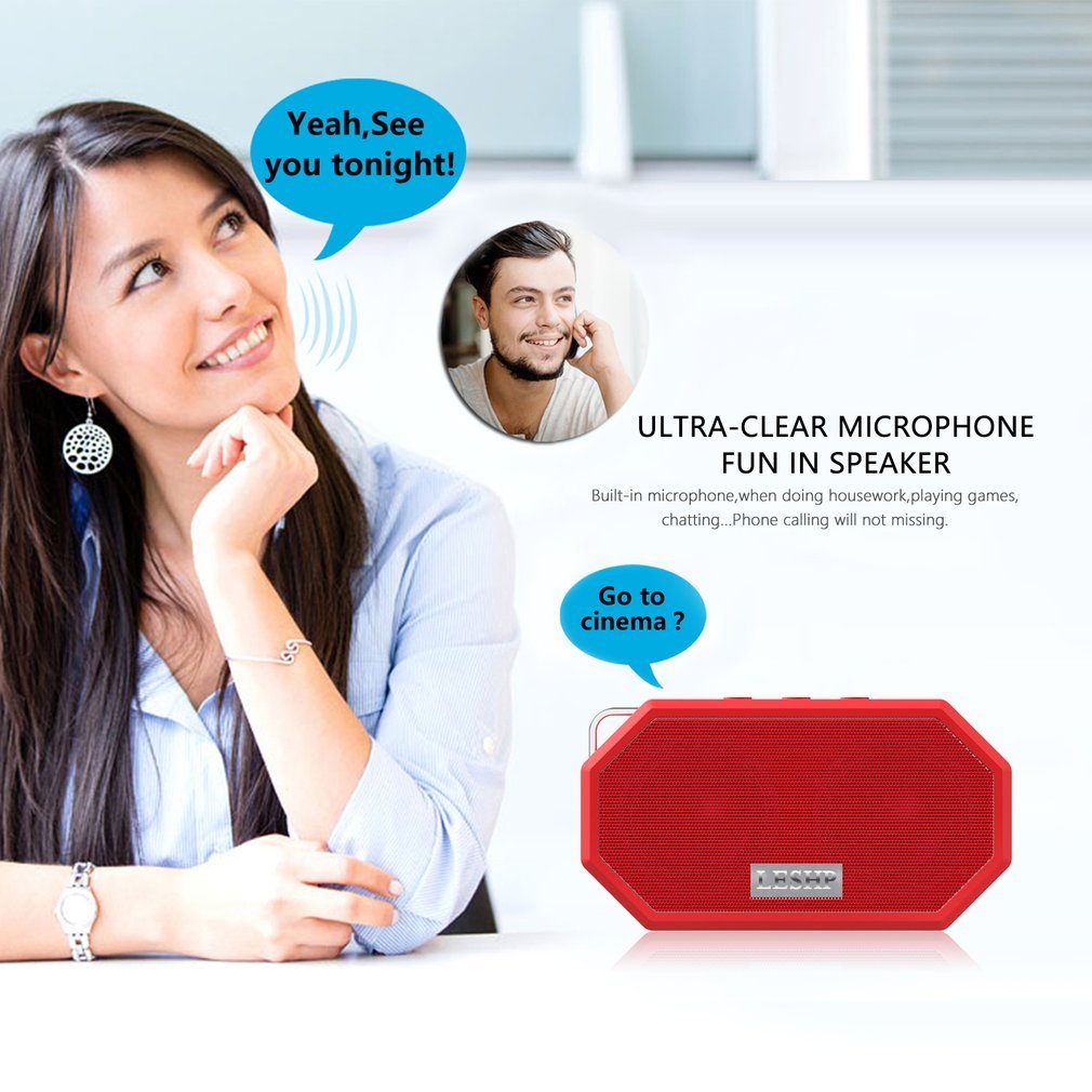 Колонка Bluetooth bestyks Mini Пасивний сабвуфер Водонепроникний Пило захищений Червоний, фото №4