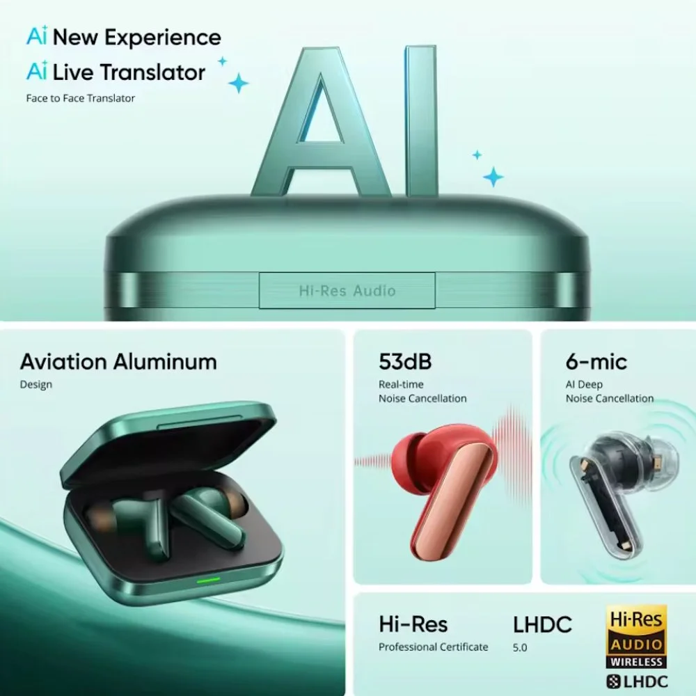 Навушники Realme Buds Air7 Pro Black AI 53dB ANC Dual-dac Driver LHDC 5.0, фото №2 Навушники Realme Buds Air7 Pro Black AI 53dB ANC Dual-dac Driver LHDC 5.0, фото №2