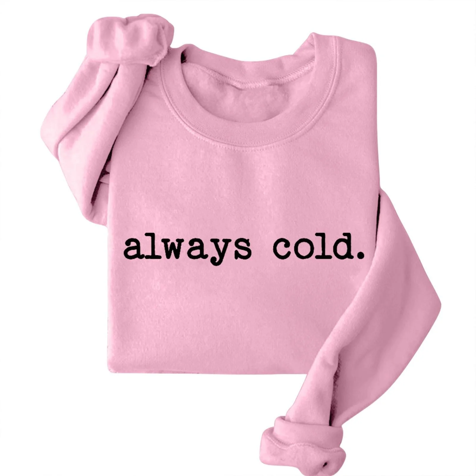 Женская Толстовка с принтом букв Cold Осень Зима Повседневный Длинный Рукав Круглый вырез, фото №1