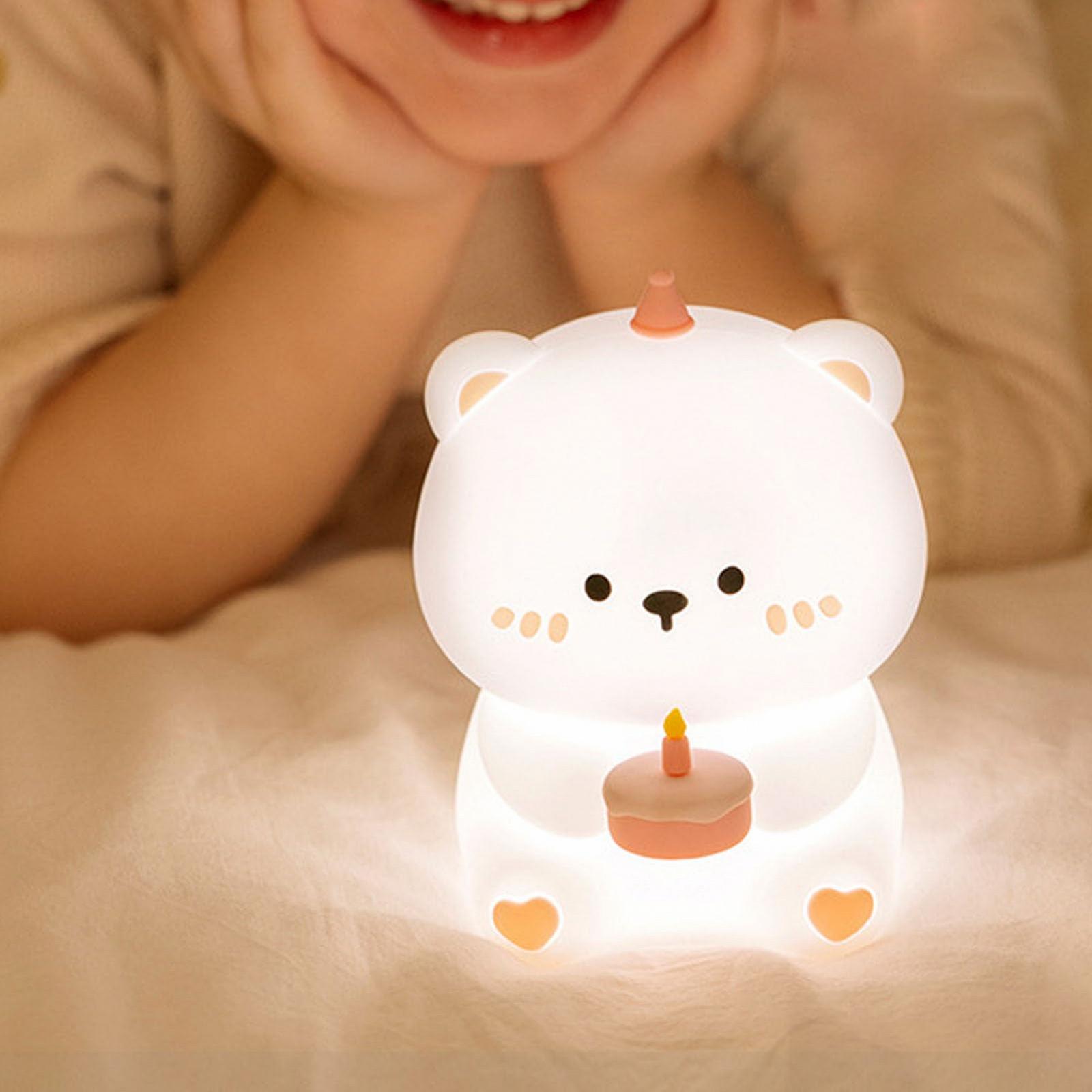 Ночник Cake Bear Яркость Регулируемая 1200 mAh Аккумуляторный Силиконовый Детская комната Ночник для спальни Kawaii Декор, фото №3