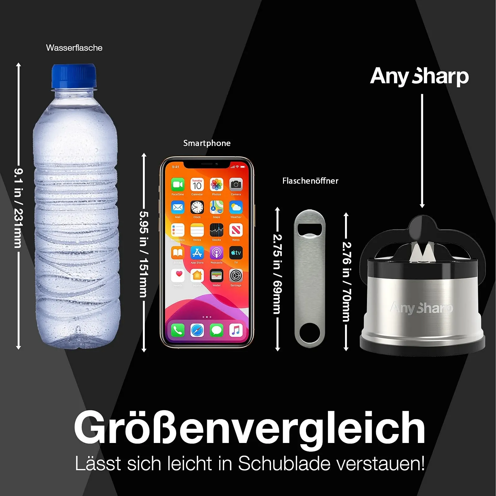 Точилка для ножей AnySharp Pro Металлическая с присоской PowerGrip, фото №3