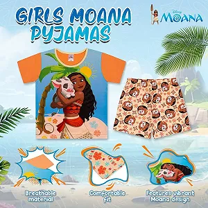 Піжамний комплект Disney Moana для дівчат - М'яка бавовна, короткий рукав synthetic.ua - Фото 1