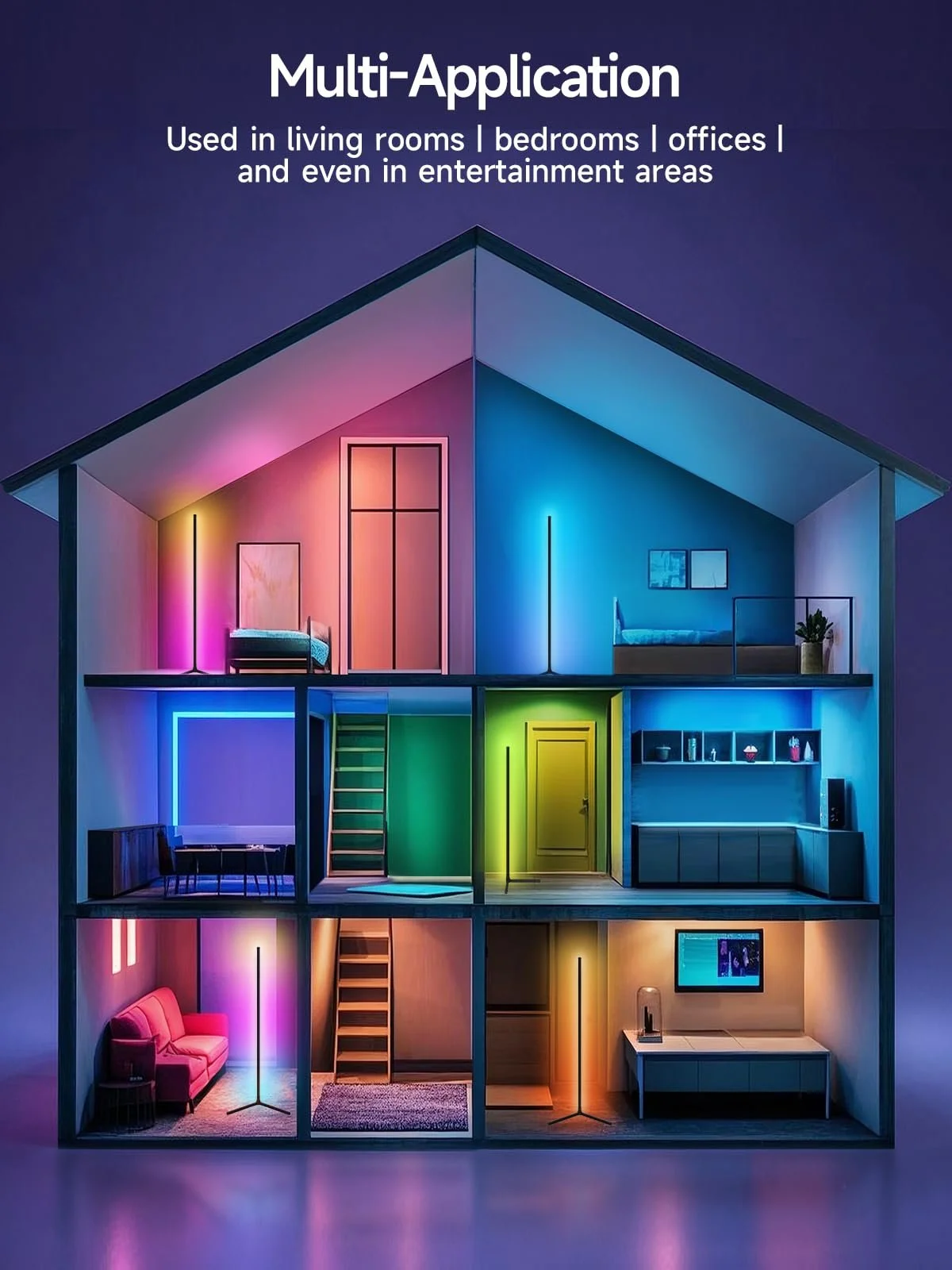 Напольный светильник Tyute LED угловой RGB Smart App Remote Control, фото №6