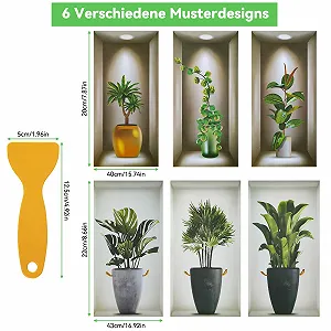 Набір наклейок на стіну 3D Green Plant PVC Бонсай у горщиках 6 шт. зі шпателем synthetic.ua - Фото 1
