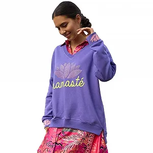 Женская Толстовка Miss Goodlife Namaste V Neck MG12981 Фиолетовый/Неоновый Желтый - Фото 1