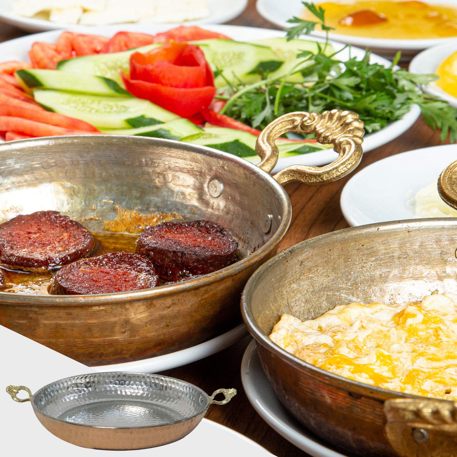 Сковорода Turkish Emporium Sahan Медная С медными ручками, фото №4 Сковорода Turkish Emporium Sahan Медная С медными ручками, фото №4