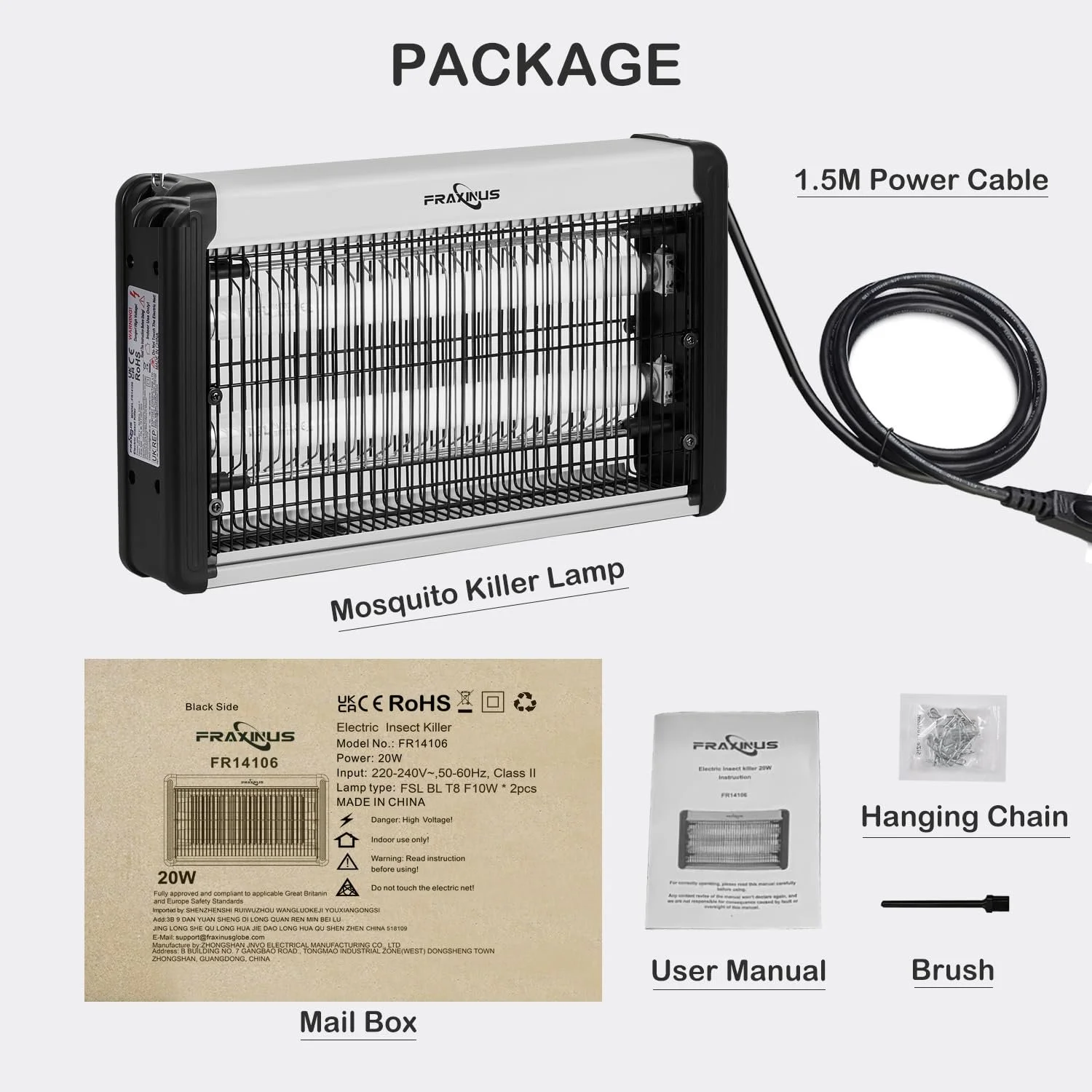Уничтожитель насекомых электрический FRAXINUS 20 W 4200 V UV Light, фото №8