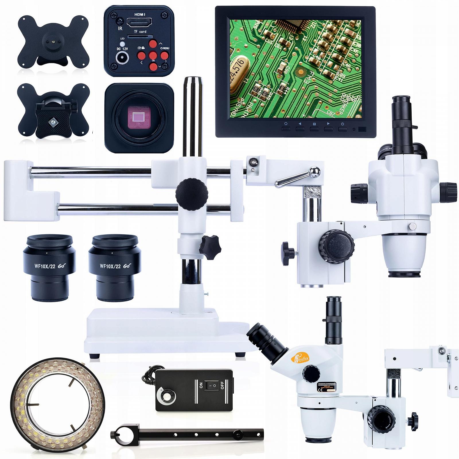 Стереомикроскоп Rosfix Trinokulares Set Moon Pro MSMP-T-SDMS1-6745 с HDMI-камерой и 8" дисплеем, увеличение 6,7–45x, LED-подсветка, фото №1