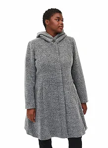 Жакет Zizzi с шерстью и капюшоном - Фото 1