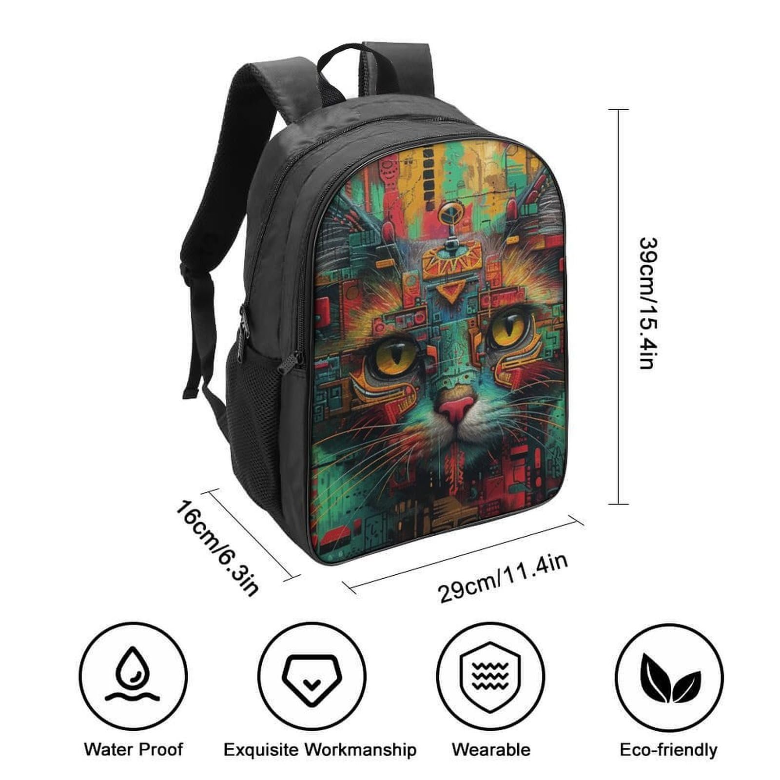 Рюкзак DPEOANEBN Cat 3D для дітей, великий, з котячим принтом, шкільний, подарунки до школи, 40x28x16 см, фото №2