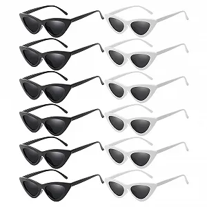 Солнцезащитные очки YISIZES Женские Cat Eye Vintage UV400 защита 90-х годов ретро 12 шт, черно-белые - Фото 1