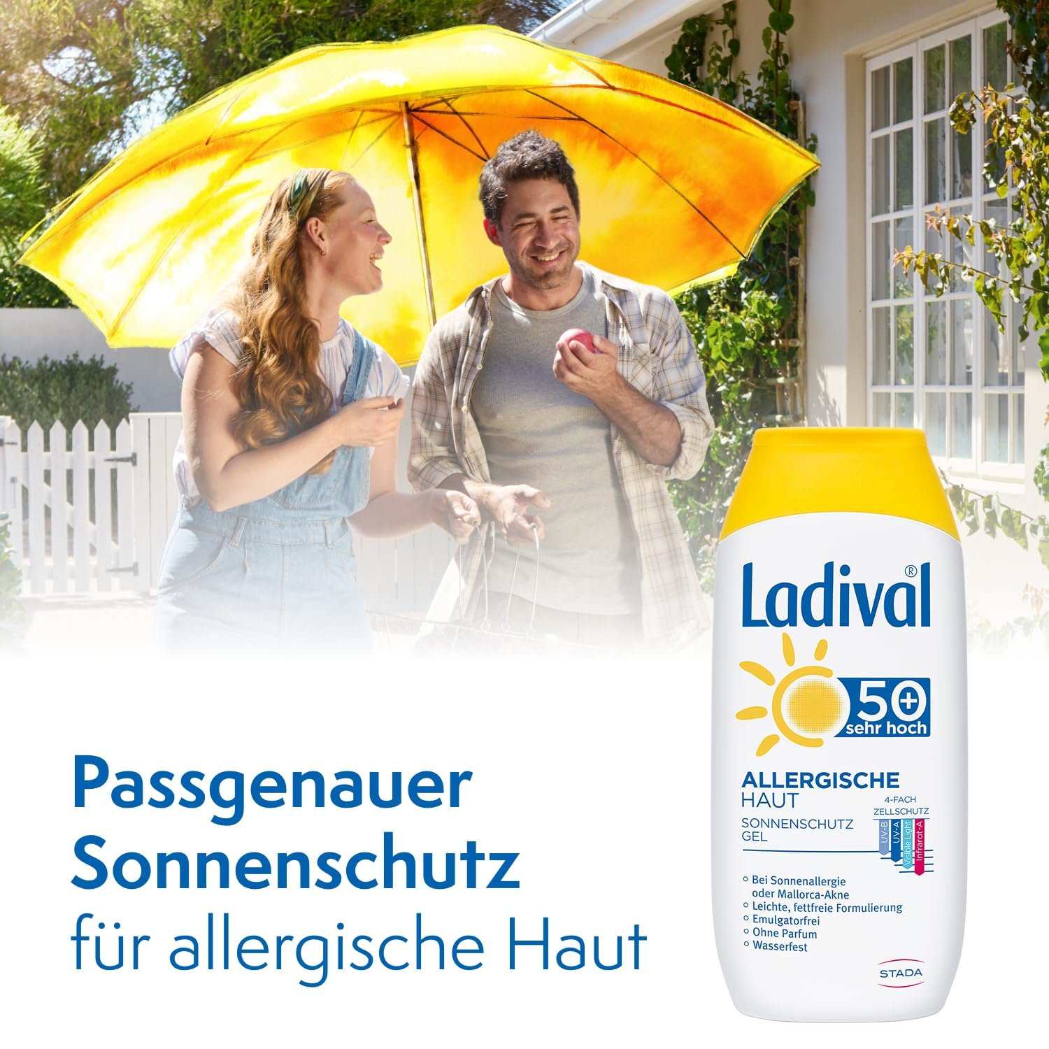Солнцезащитный гель Ladival Allergic Skin SPF 50+ для аллергичной кожи, без отдушек, красителей и консервантов, водостойкий, 1 x 200 мл (1 шт. в упаковке), фото №2