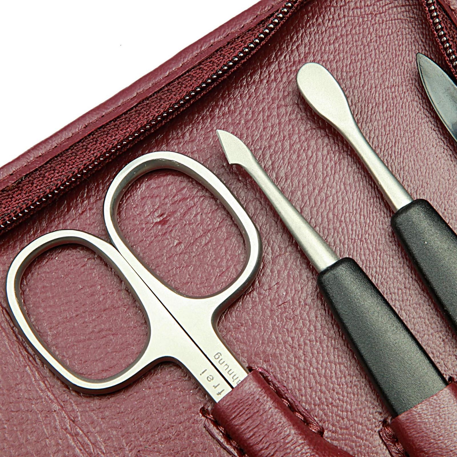 Манікюрний набір Sonnenschein by Hans Kniebes, 9 предметів, матове покриття, нержавіюча сталь, шкіра наппа, бордовий, фото №4 Манікюрний набір Sonnenschein by Hans Kniebes, 9 предметів, матове покриття, нержавіюча сталь, шкіра наппа, бордовий, фото №4