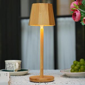 Настільна лампа LED Vintage Bamboo Boho бездротова сенсорна IP54 5200 mAh Дерев'яна - Фото 1