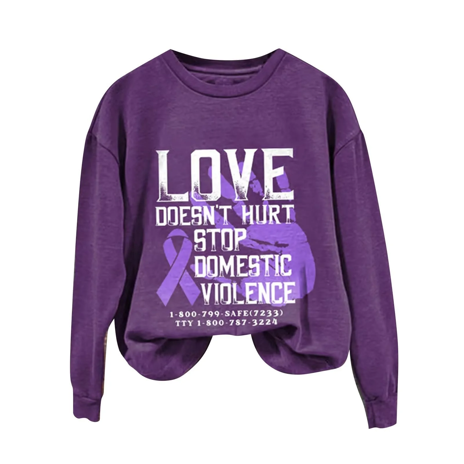Женский Свитшот Christmas Теплый Trendy Fit 2024 Stop Domestic Violence Love Doesn't Hurt С Принтом Для Пожилых, фото №2